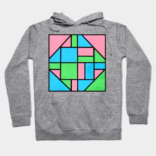 Pink Blue Green Geometric Abstract Acrylic Painting Hoodie